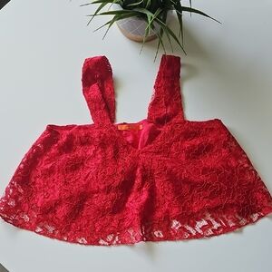 Imperial Red Lace Crop Top